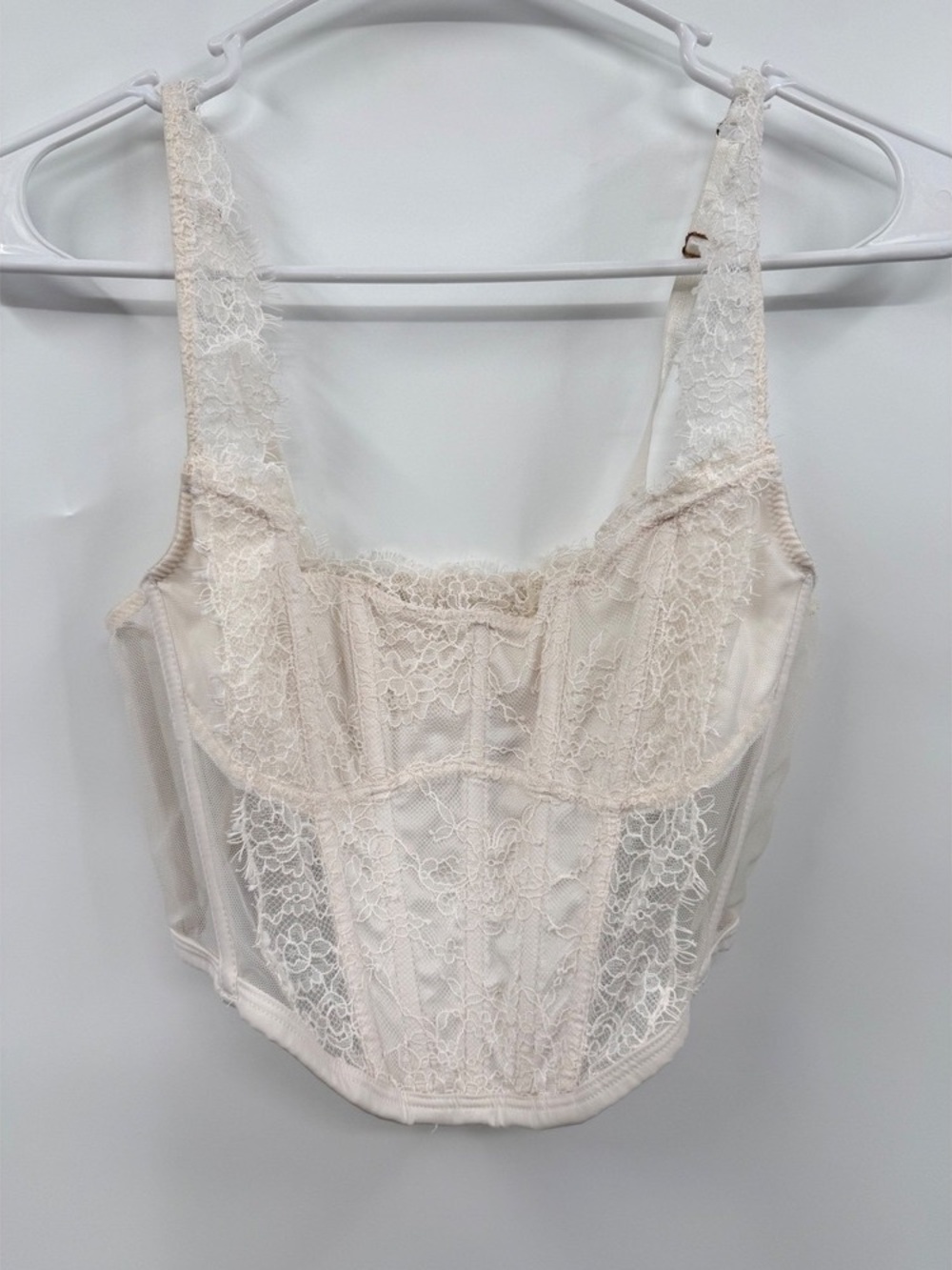 Lace Longline Bustier Corset Top in Cream